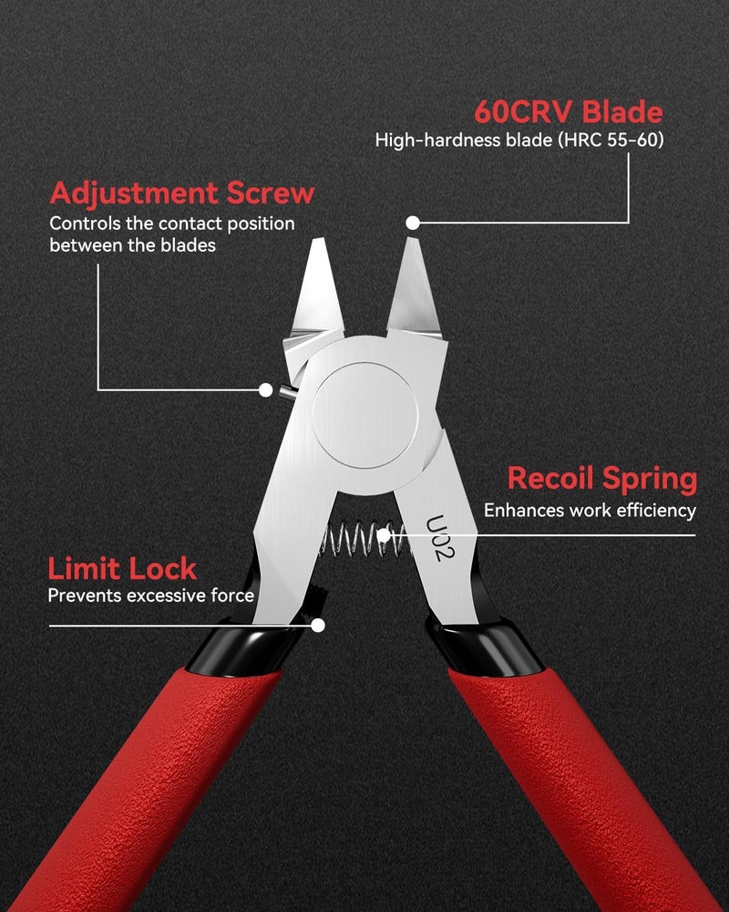 Uleey Model Nippers with Ultra-thin Single Edge, 4.9 inch Sprue Cutter for Beginners, U02 Model Cippers for Plastic Model Building and Fixing (Red) - Image 5